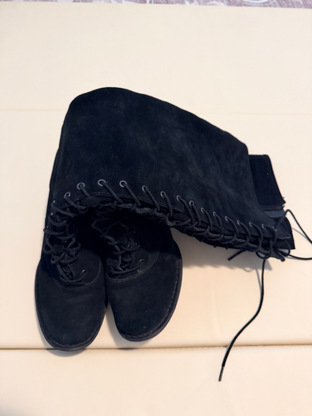 Black Suede Lace-Up Women’s Boots